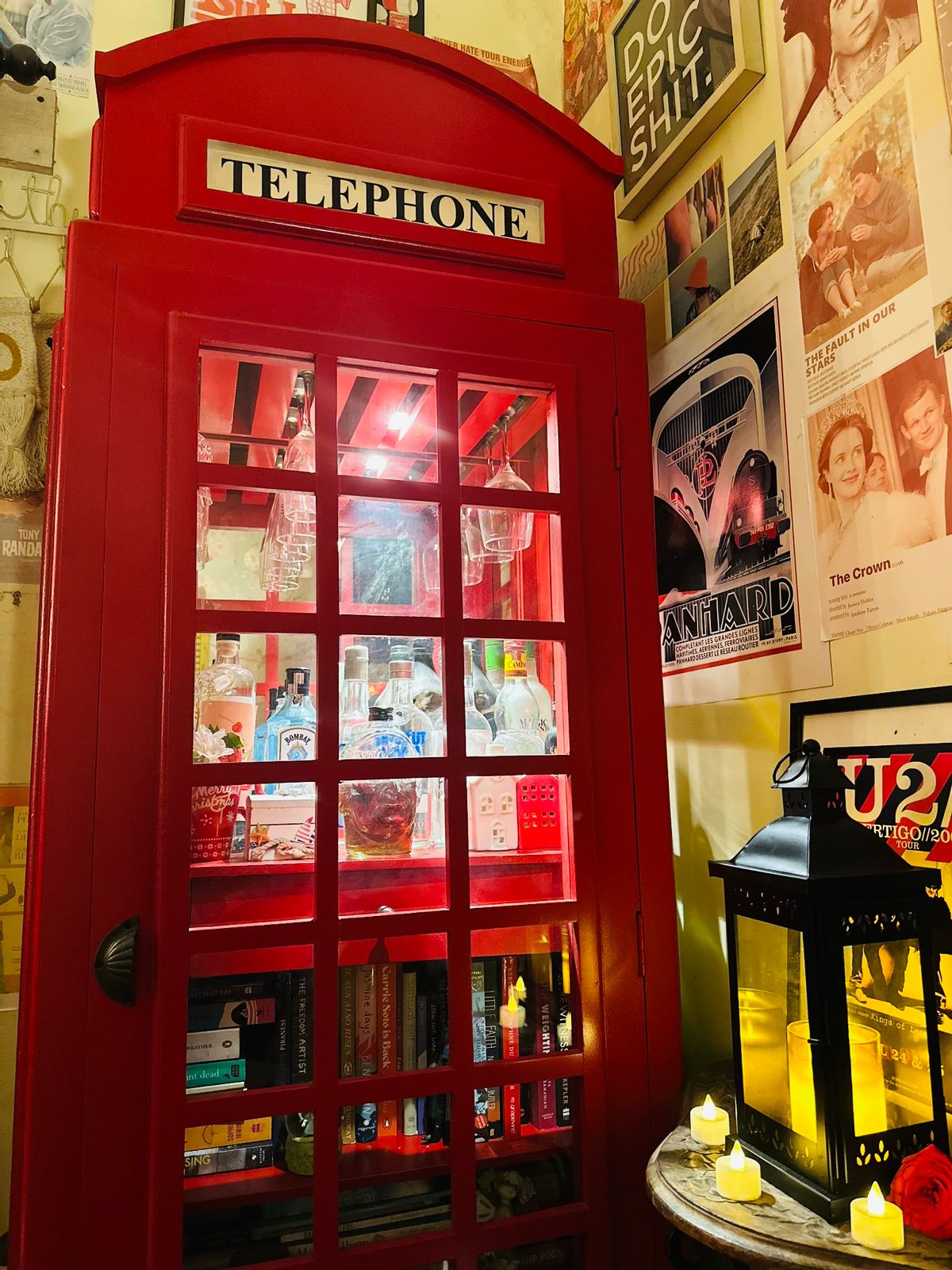 Handcrafted Iconic Telephone Booth Bar Cabinet