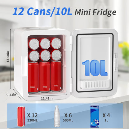 KILIG Frio Portable Mini Fridge 10 Litre with cooler and Warmer Function, Skincare Fridge for Bedroom, Thermoelectric Cooler and Warmer Small Refrigerators for Drinks, Office, Car, White