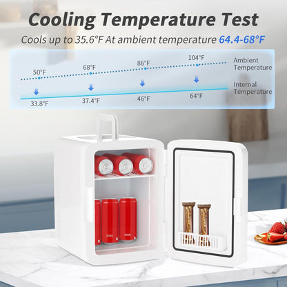 KILIG Frio Portable Mini Fridge 10 Litre with cooler and Warmer Function, Skincare Fridge for Bedroom, Thermoelectric Cooler and Warmer Small Refrigerators for Drinks, Office, Car, White
