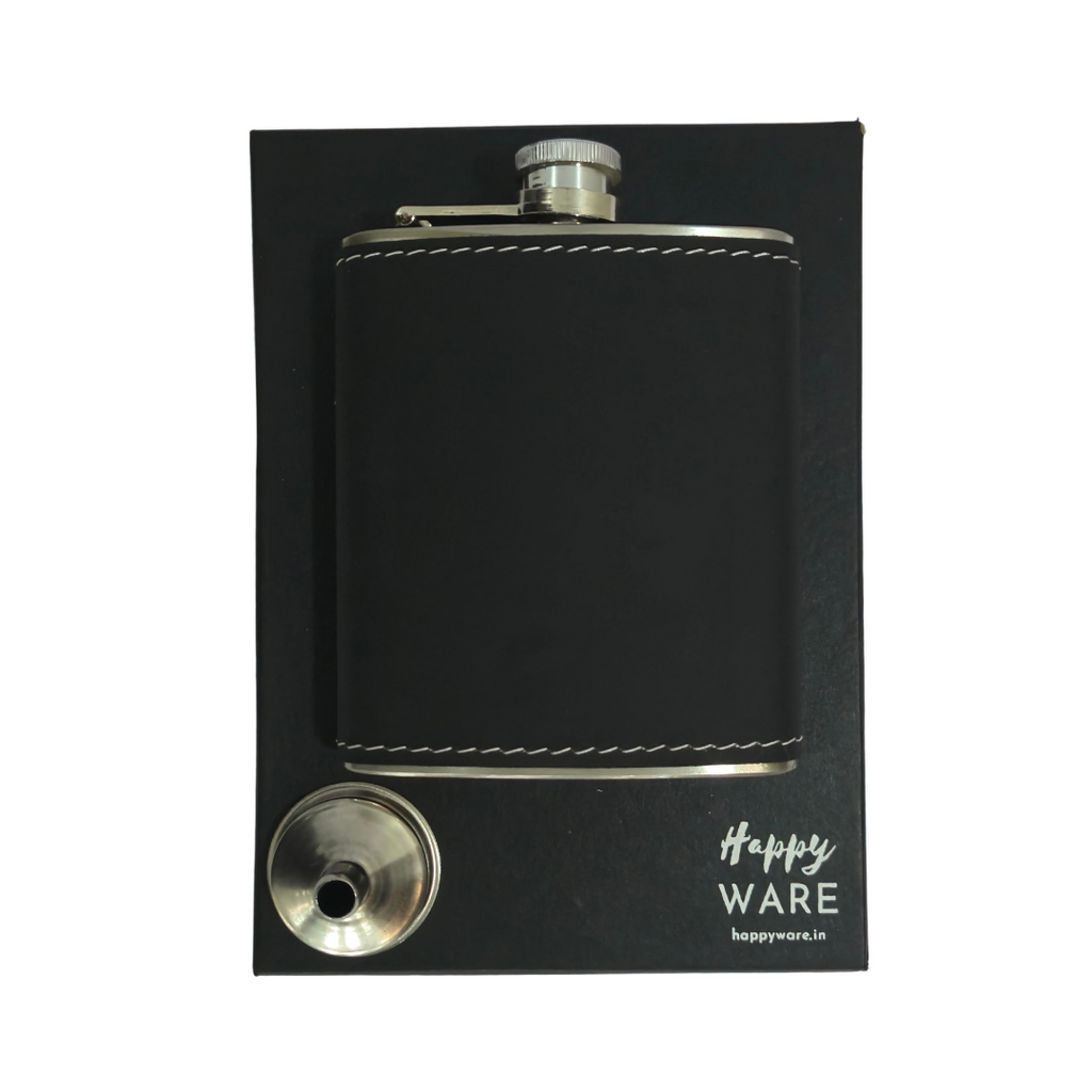 Black Travel Drink Hip Flask + Funnel - CRED Special
