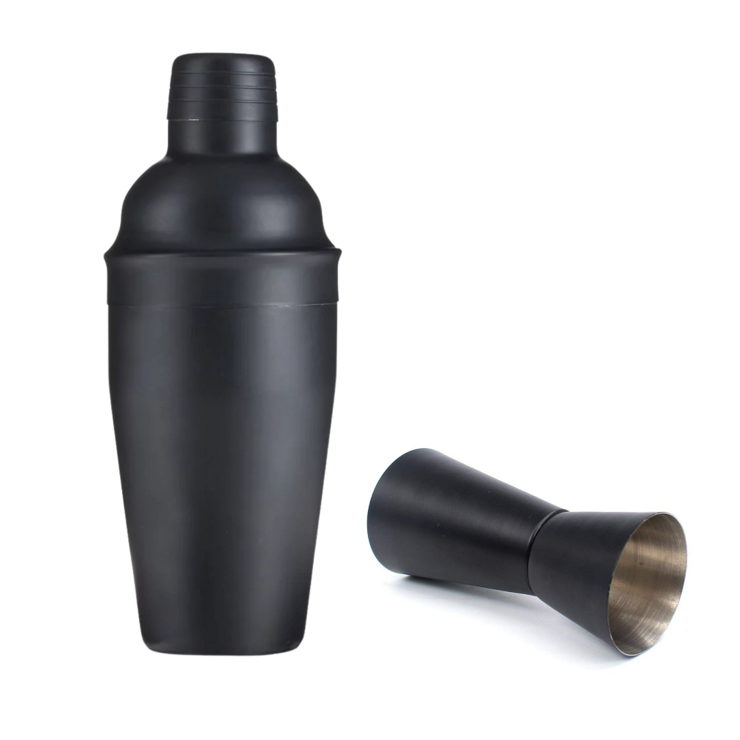 Classic Cocktail Shaker (750ml) with Peg Measure - Glossy Black