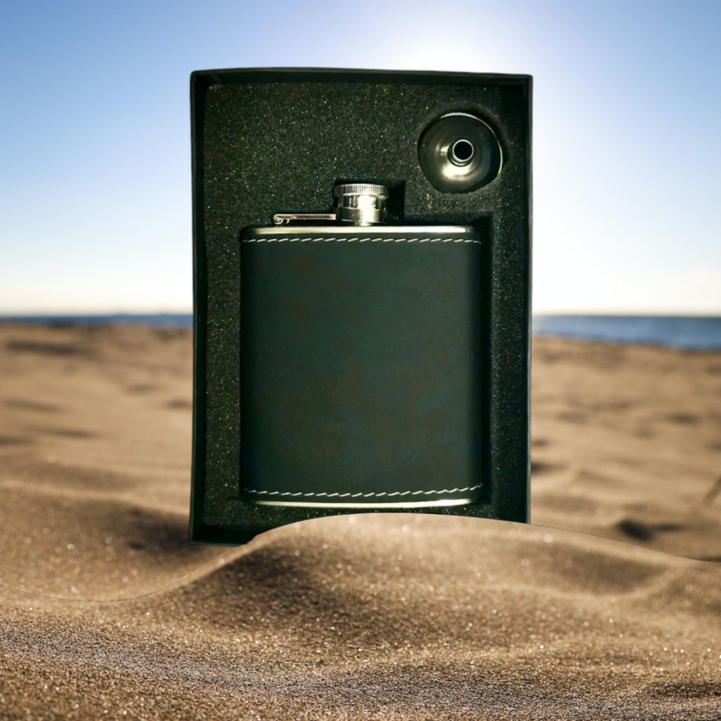 Black Travel Drink Hip Flask + Funnel - CRED Special