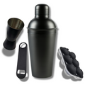 5 Set Matte Black Bar Kit (Cocktail Shaker + Peg Measurer + Opener + Pourer + Ice Tray) - CRED Special