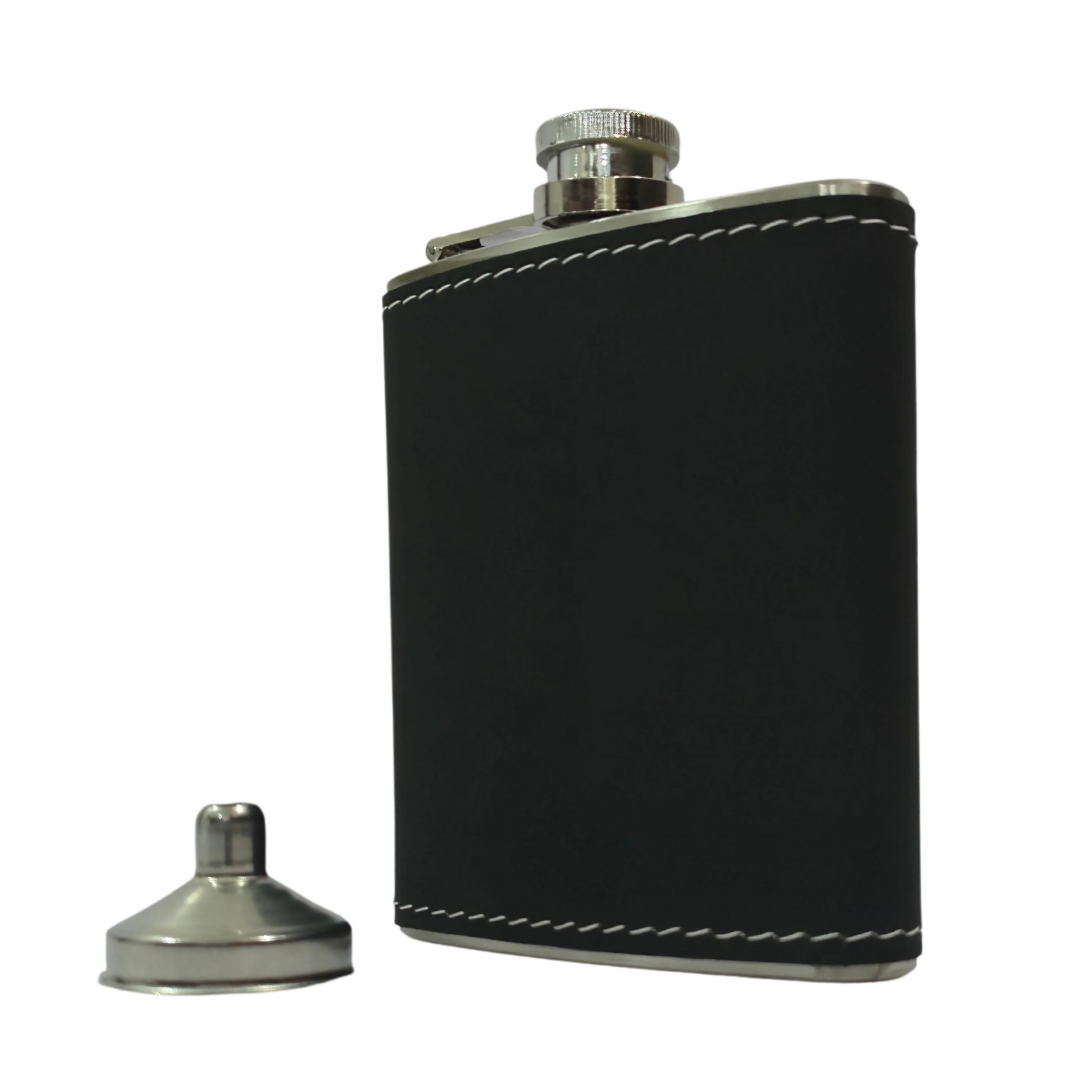 Black Travel Drink Hip Flask + Funnel - CRED Special