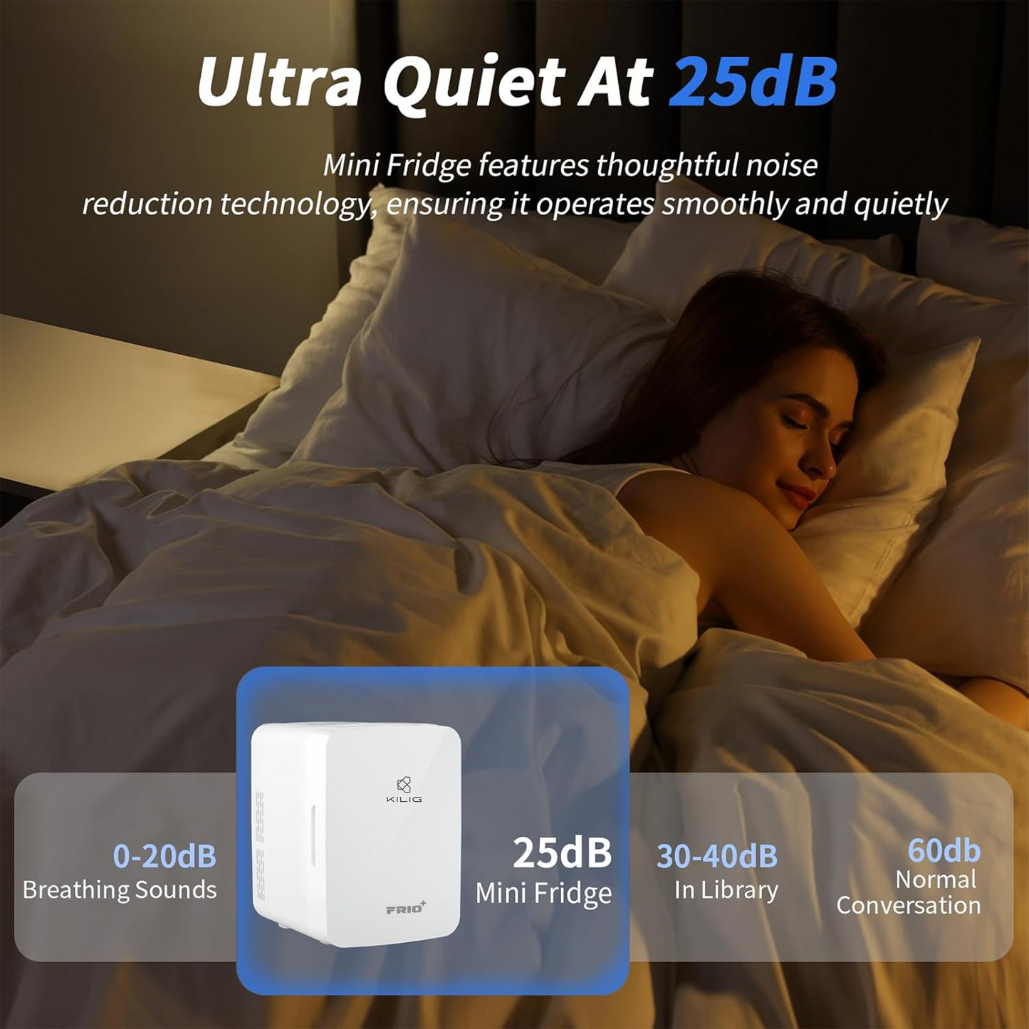 KILIG Frio+ Portable Mini Fridge 10 Litre with Dual Cooling Chips and Warmer Function, Skincare Fridge for Bedroom, Thermoelectric Cooler and Warmer Small Refrigerators for Drink, Office, Car, White