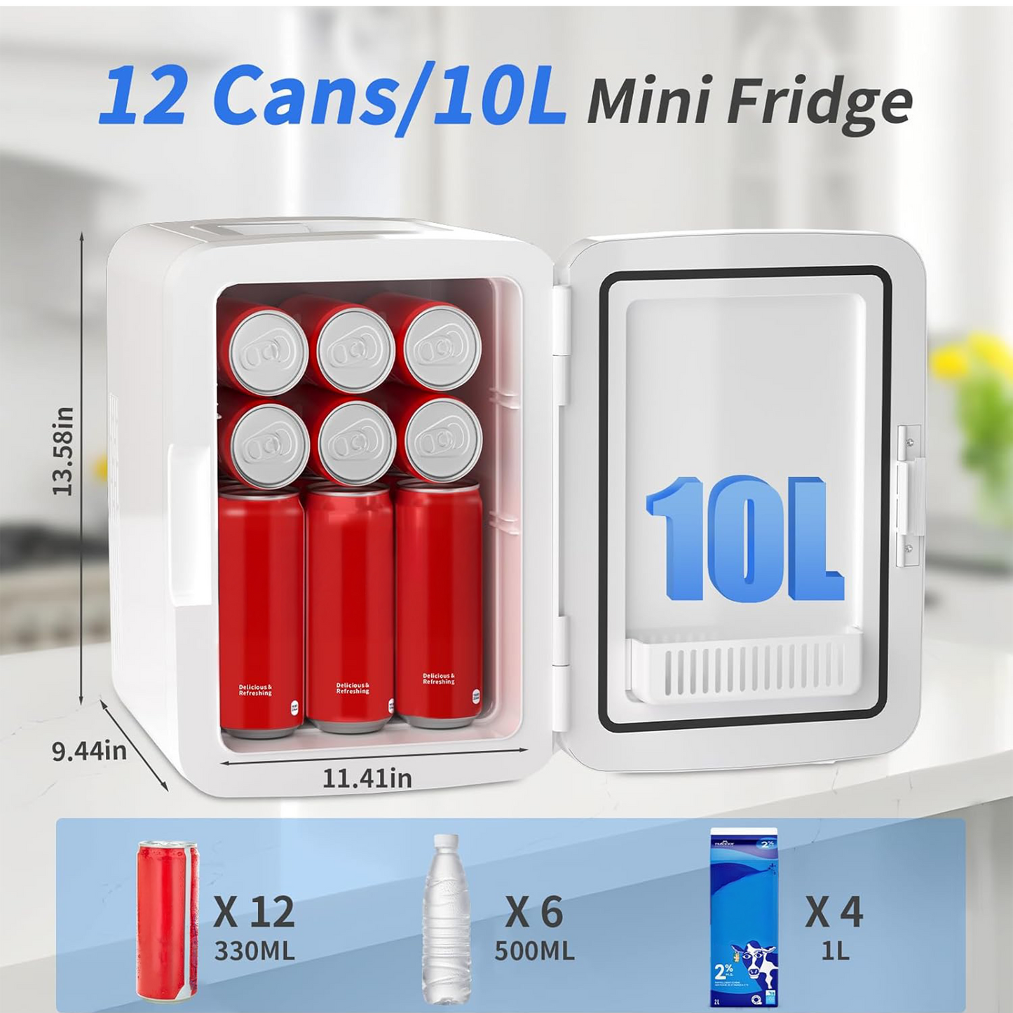 KILIG Frio+ Portable Mini Fridge 10 Litre with Dual Cooling Chips and Warmer Function, Skincare Fridge for Bedroom, Thermoelectric Cooler and Warmer Small Refrigerators for Drink, Office, Car, White