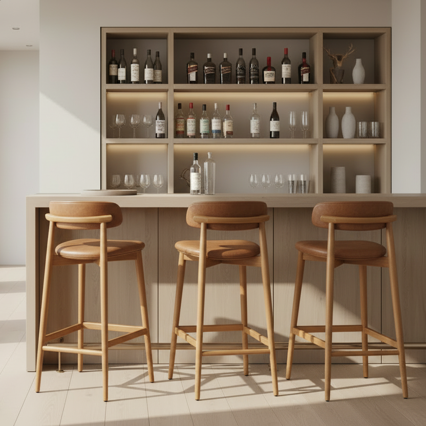 Modern Vegan Leatherette Bar Stool (Set of 2)