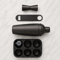 5 Set Matte Black Bar Kit (Cocktail Shaker + Peg Measurer + Opener + Pourer + Ice Tray) - CRED Special