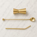 Gold Cocktail Set (Peg Measurer + Bar Spoon + Metal Straw) CRED Special