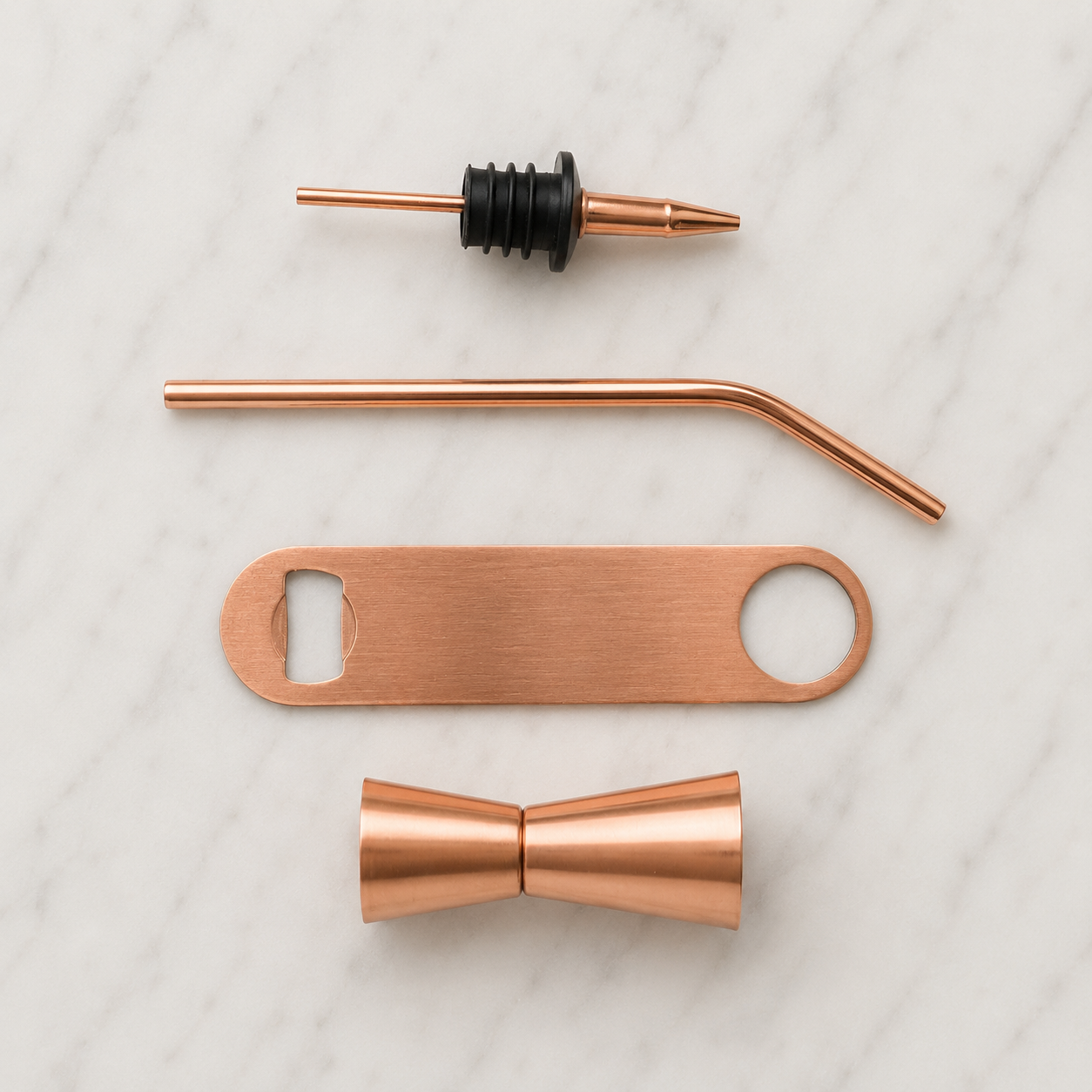 Rose Gold Hosting Set (Peg Measurer + Bottle Opener + Pourer + Metal Straw) - CRED Special