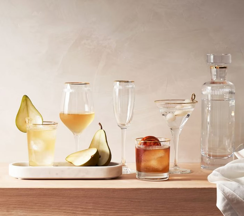 Gold Etched Rim Martini Glasses (Set of 12)