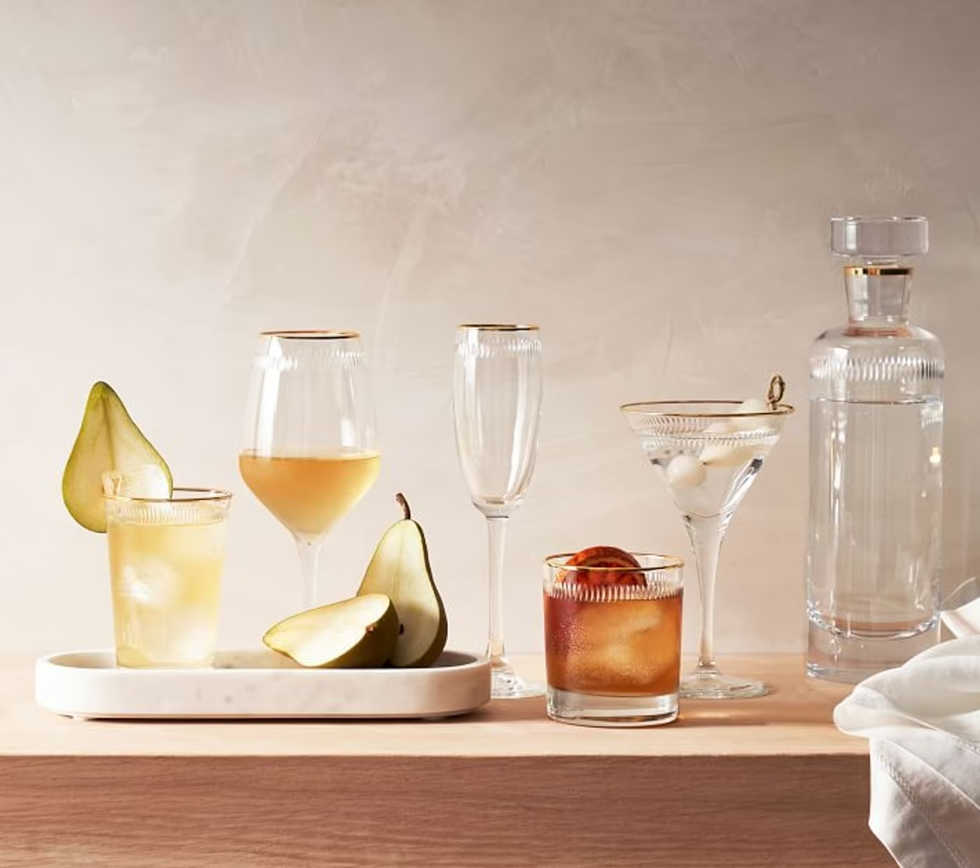 Gold Etched Rim Martini Glasses (Set of 12)