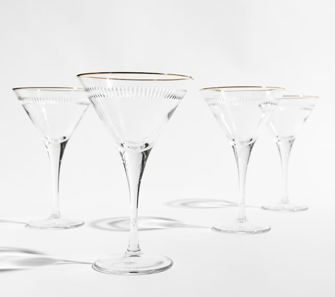Gold Etched Rim Martini Glasses (Set of 12)