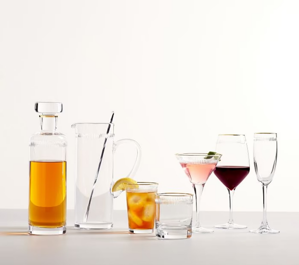 Gold Etched Rim Martini Glasses (Set of 12)
