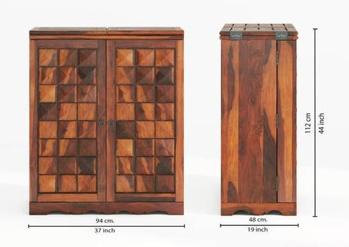100% Sheesham Wooden Bar Cabinet - Provincial Style