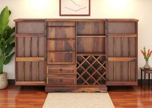 100% Sheesham Wooden Bar Cabinet - Geometry