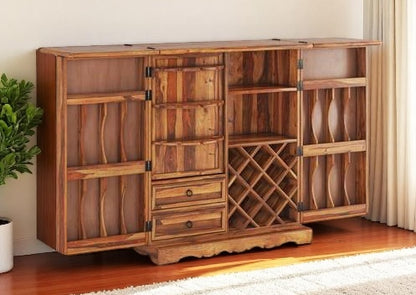 100% Sheesham Wooden Bar Cabinet - Geometry
