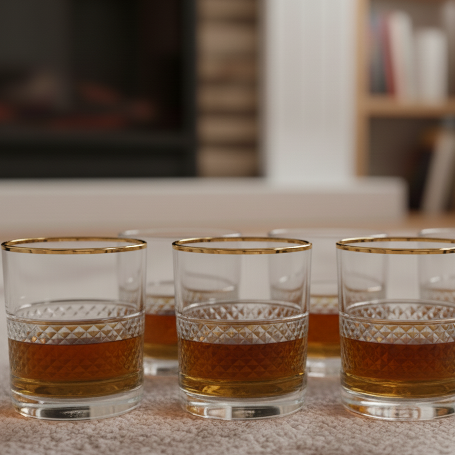 Premium Patterned Whiskey Glasses (Set of 6)