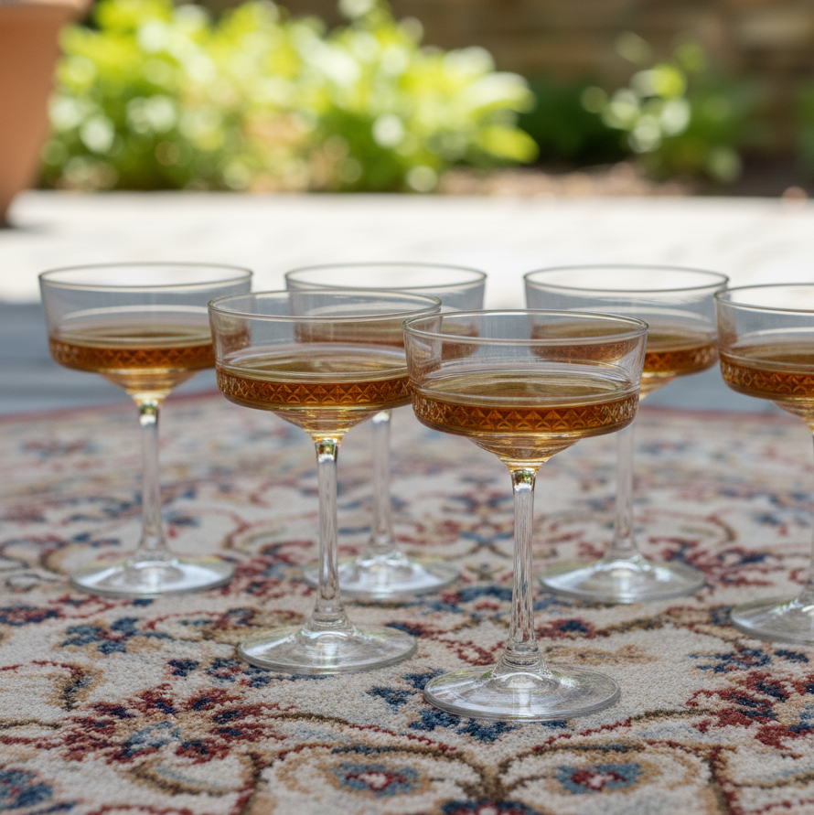 Elegant Crystal Coupe Glasses (Set of 6)