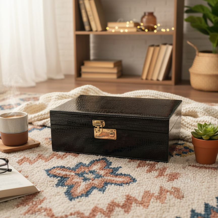 Leatherette Mini 8 Piece Bar Trunk Set