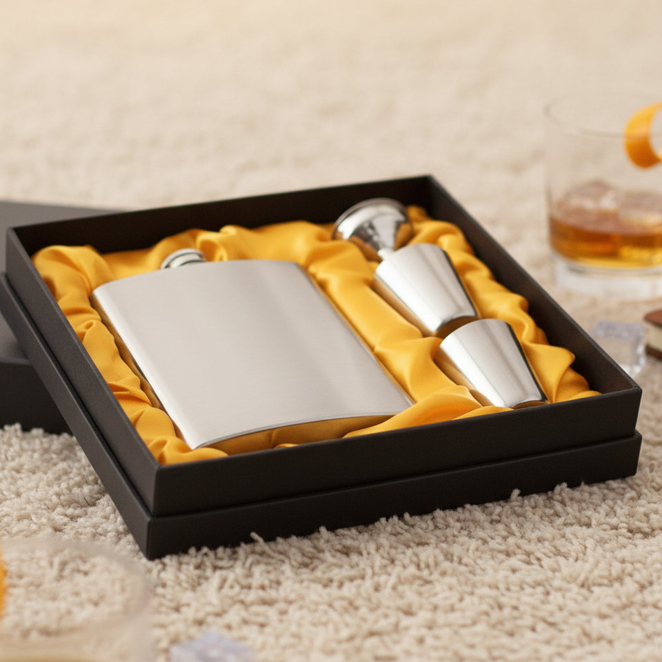 Premium Hipflask Set With Shot Glasses (Bulk)