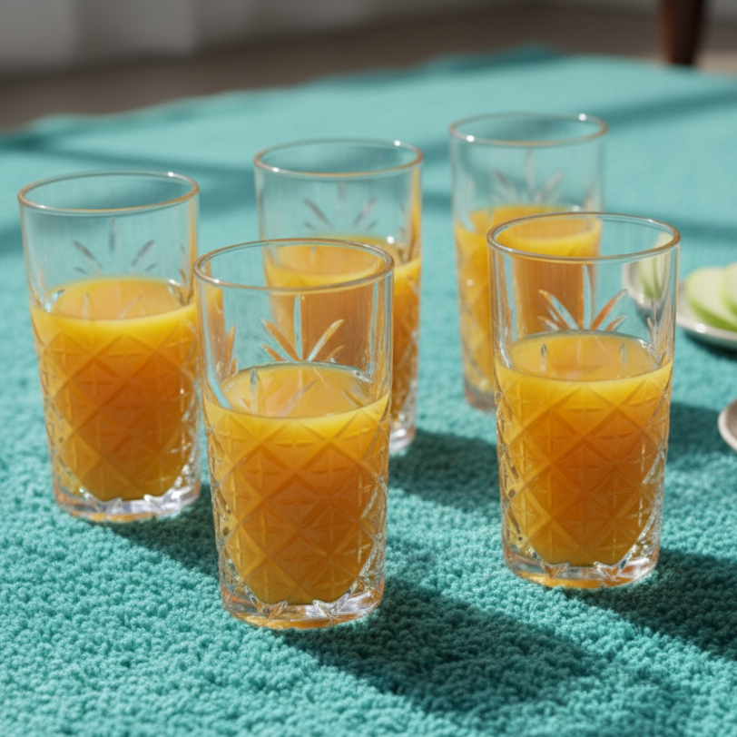 Everyday Pineapple Cut Crystal Clear High-Ball 330ml Glass (Set of 6)