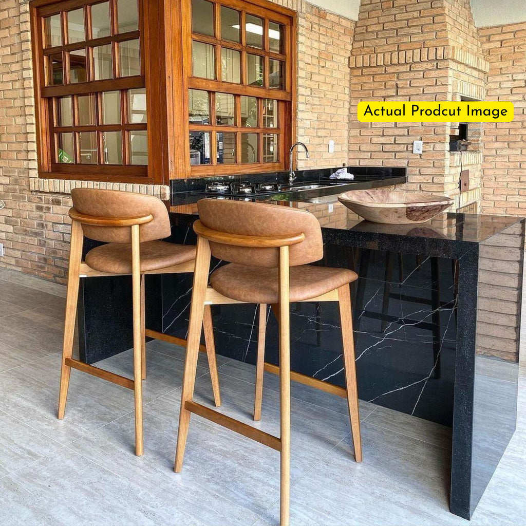 Modern Vegan Leatherette Bar Stool (Set of 2)