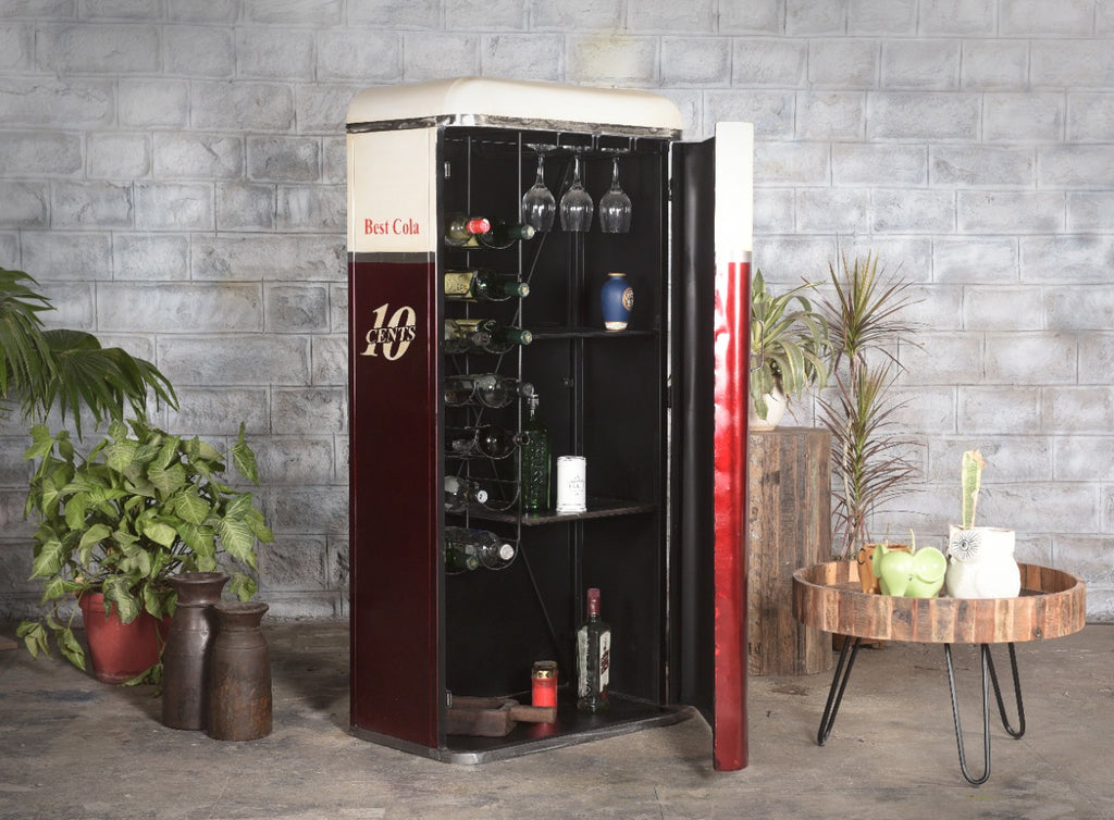 Handcrafted Vintage Coke Refrigerator Bar Cabinet