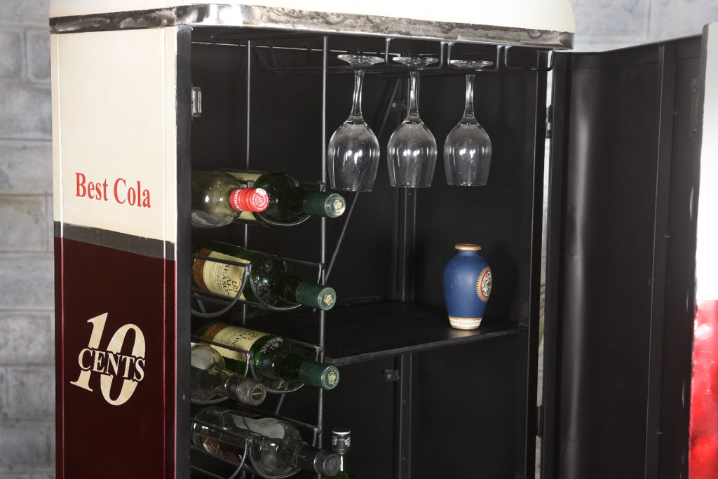 Handcrafted Vintage Coke Refrigerator Bar Cabinet