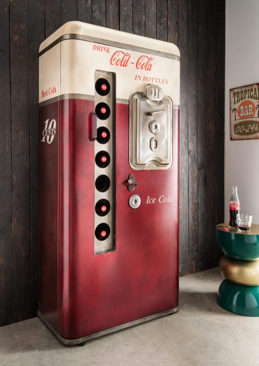Handcrafted Vintage Coke Refrigerator Bar Cabinet