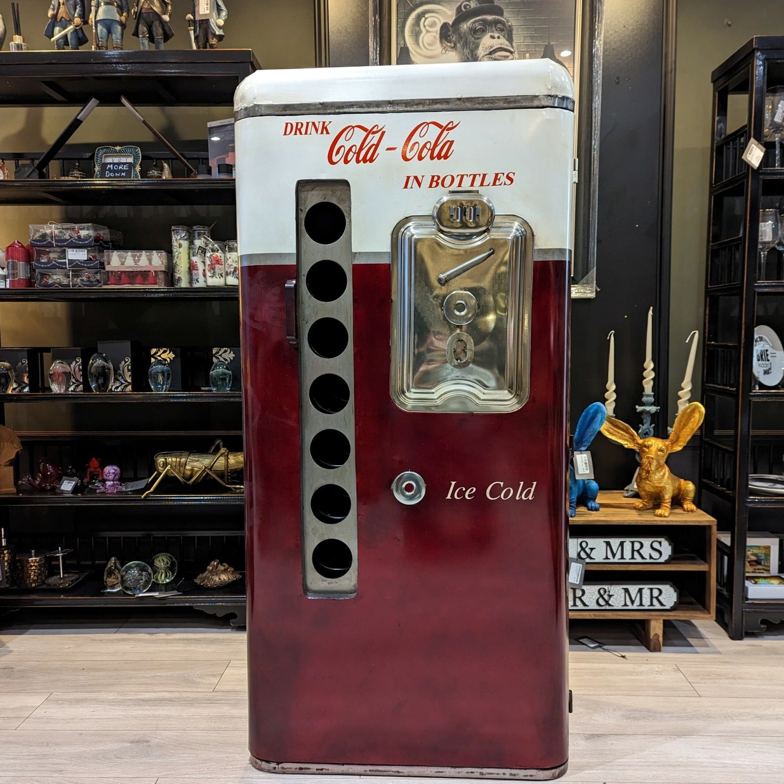 Handcrafted Vintage Coke Refrigerator Bar Cabinet