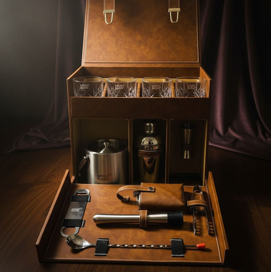 King Leatherette 12 Pcs Bar Trunk Set