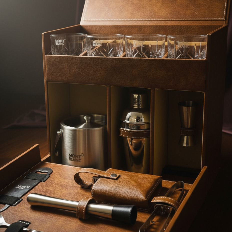 King Leatherette 12 Pcs Bar Trunk Set