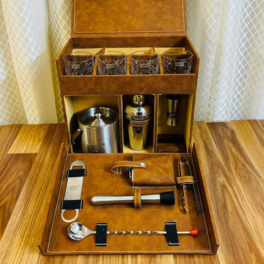 King Leatherette 12 Pcs Bar Trunk Set