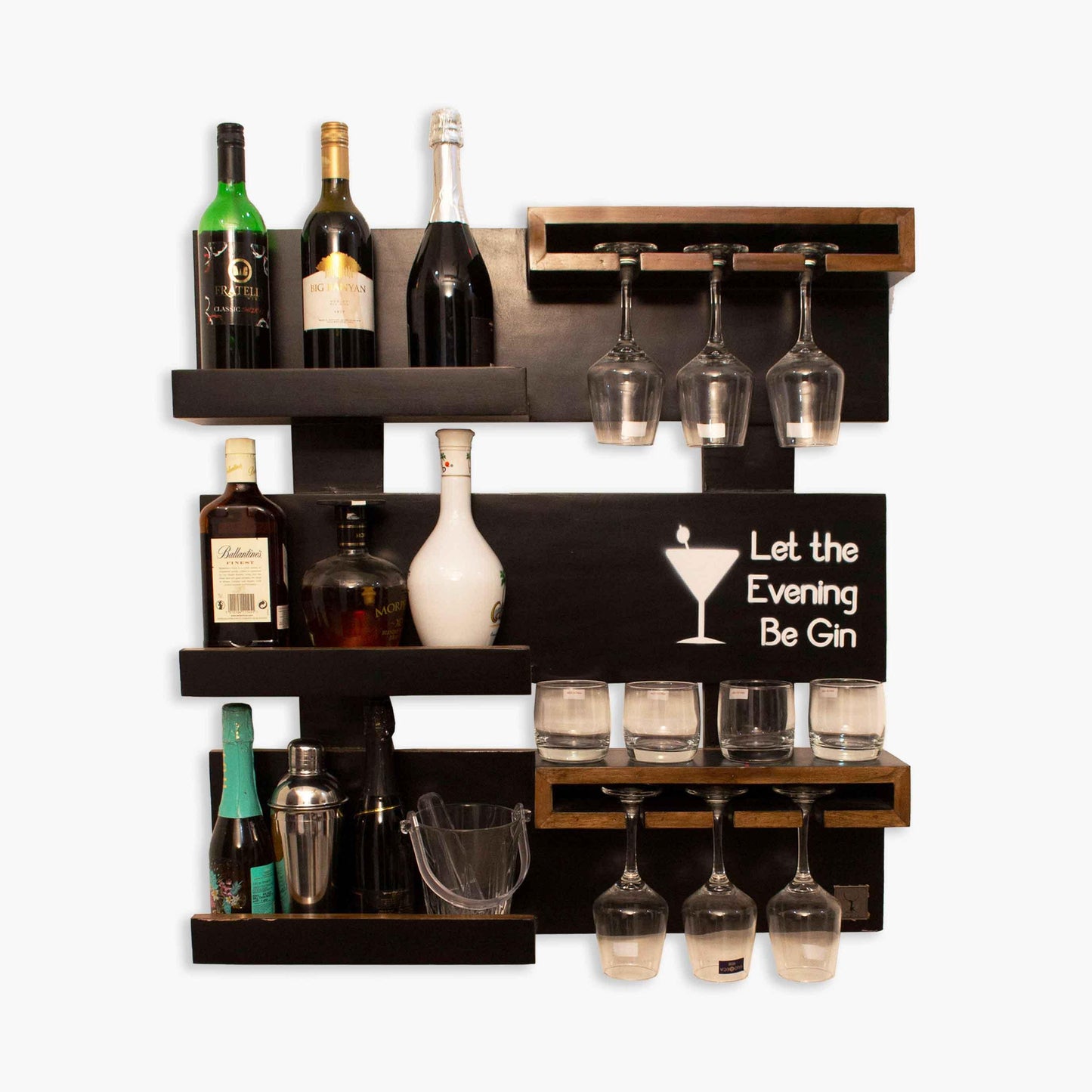 Be Gin Wall Bar (Black) - Happyware Home Pvt Ltd