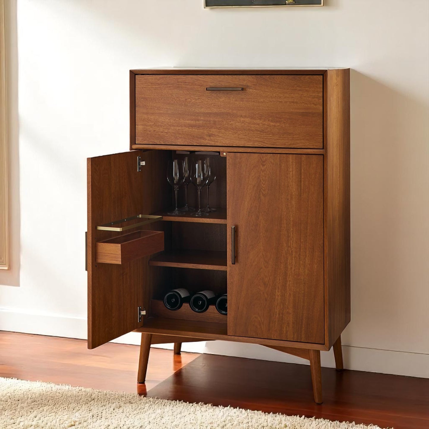 Vintage Vintner 100% Sheesham Wood Home Bar Cabinet