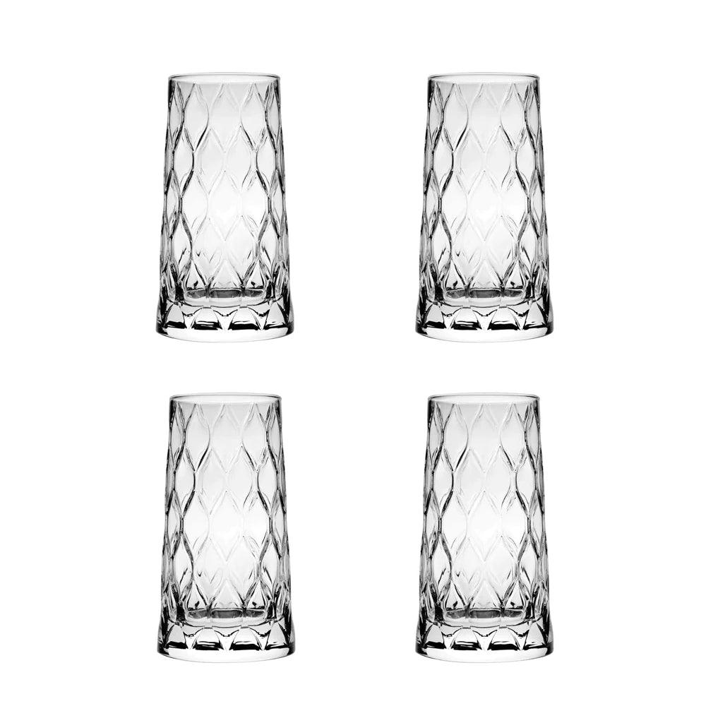 Crystal Leafy Hi-Ball Glasses, Turkey - Happyware Home Pvt Ltd