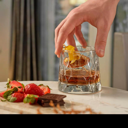 Crystal Leafy Whiskey & Cocktail Glasses, Turkey - Happyware Home Pvt Ltd