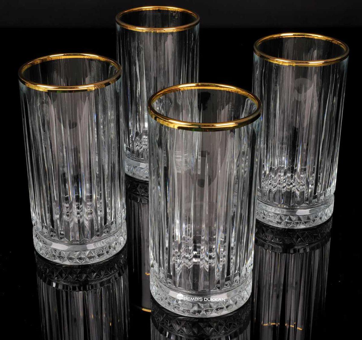Elysia Hi-ball Glasses w/Gold Rim, Turkey (Set of 4) - Happyware Home Pvt Ltd