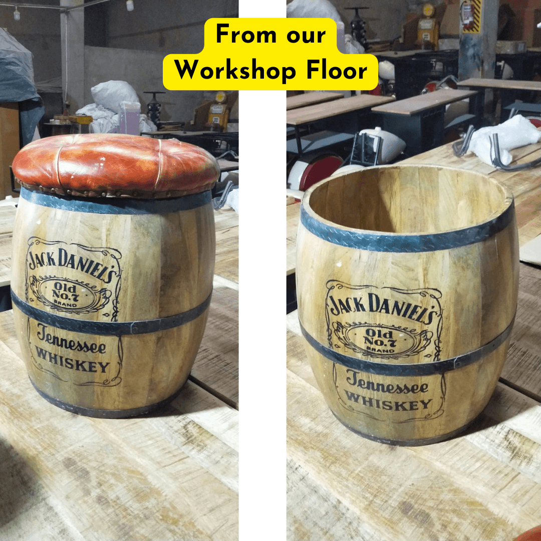 Handcrafted Barrel Stool - 1 piece - Happyware Home Pvt Ltd