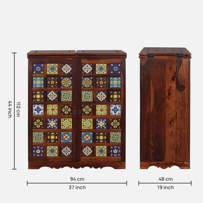 Handcrafted Sheesham Wood Bar Cabinet (2-Way Envelope) - Happyware Home Pvt Ltd