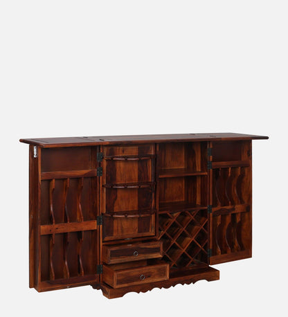 Handcrafted Sheesham Wood Bar Cabinet (2-Way Envelope) - Happyware Home Pvt Ltd
