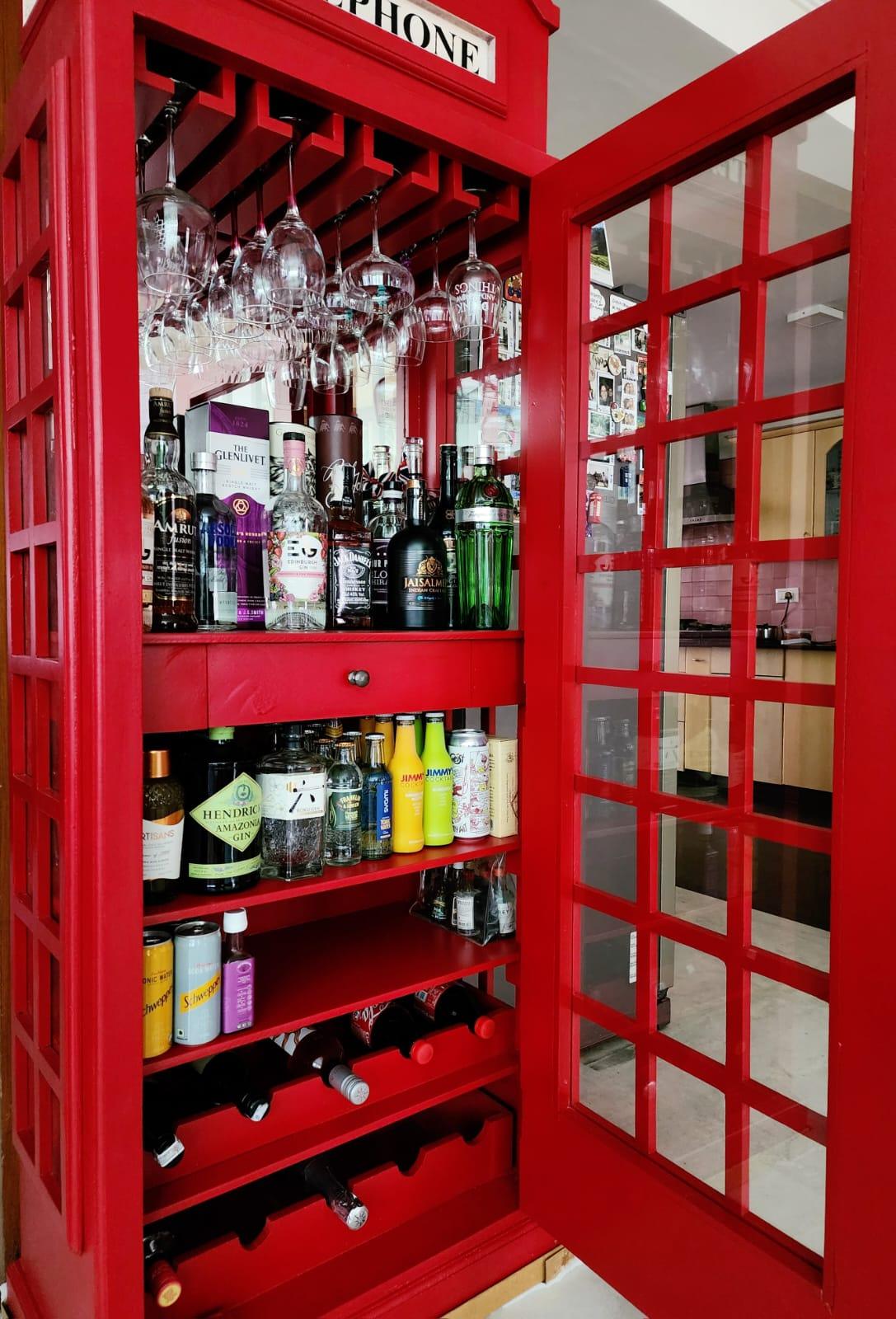 Handcrafted Telephone Booth Bar - Happyware Home Pvt Ltd