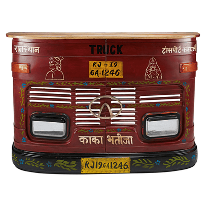 Handcrafted Truck Face Metal and Wood Bar - Happyware Home Pvt Ltd