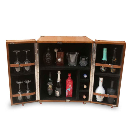 Leather Bar Cabinet With Wheels - Happyware Home Pvt Ltd