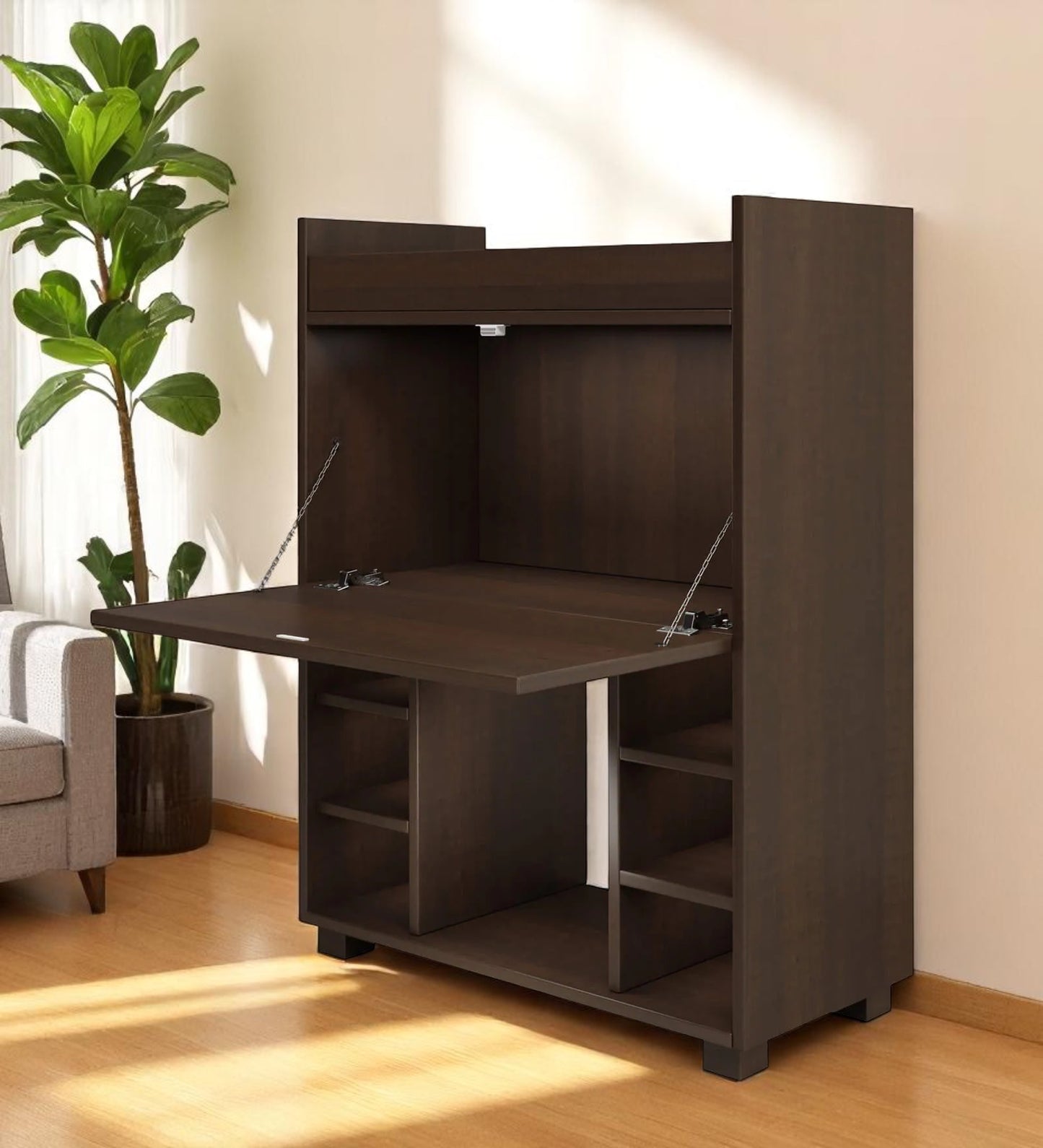 Olga Bar Cabinet & Counter in Dark Finish