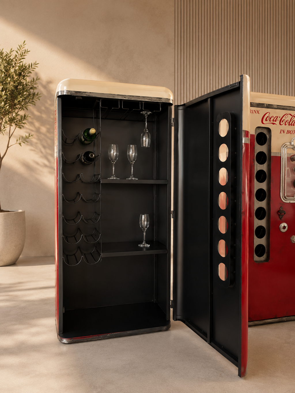 Handcrafted Vintage Cola Refrigerator Bar Cabinet