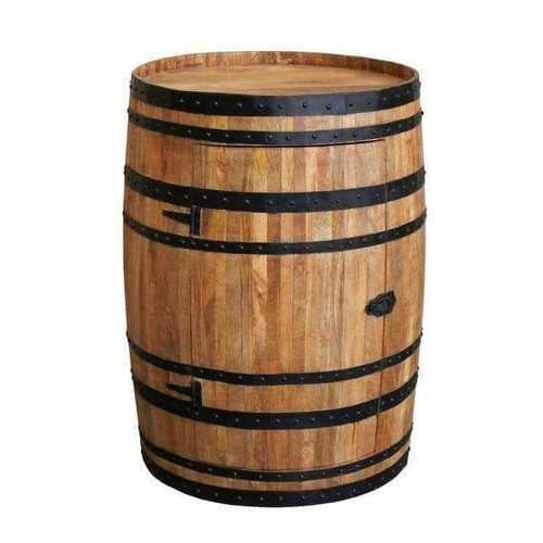 Antique Barrel Solid Wood Bar Cabinet