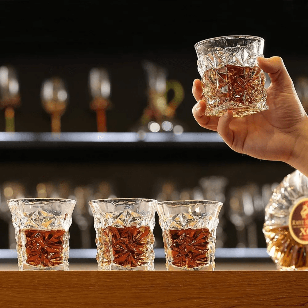 Diamond Crystal Clear Whiskey Glass 300ml (6 pieces) - Happyware Home Pvt Ltd