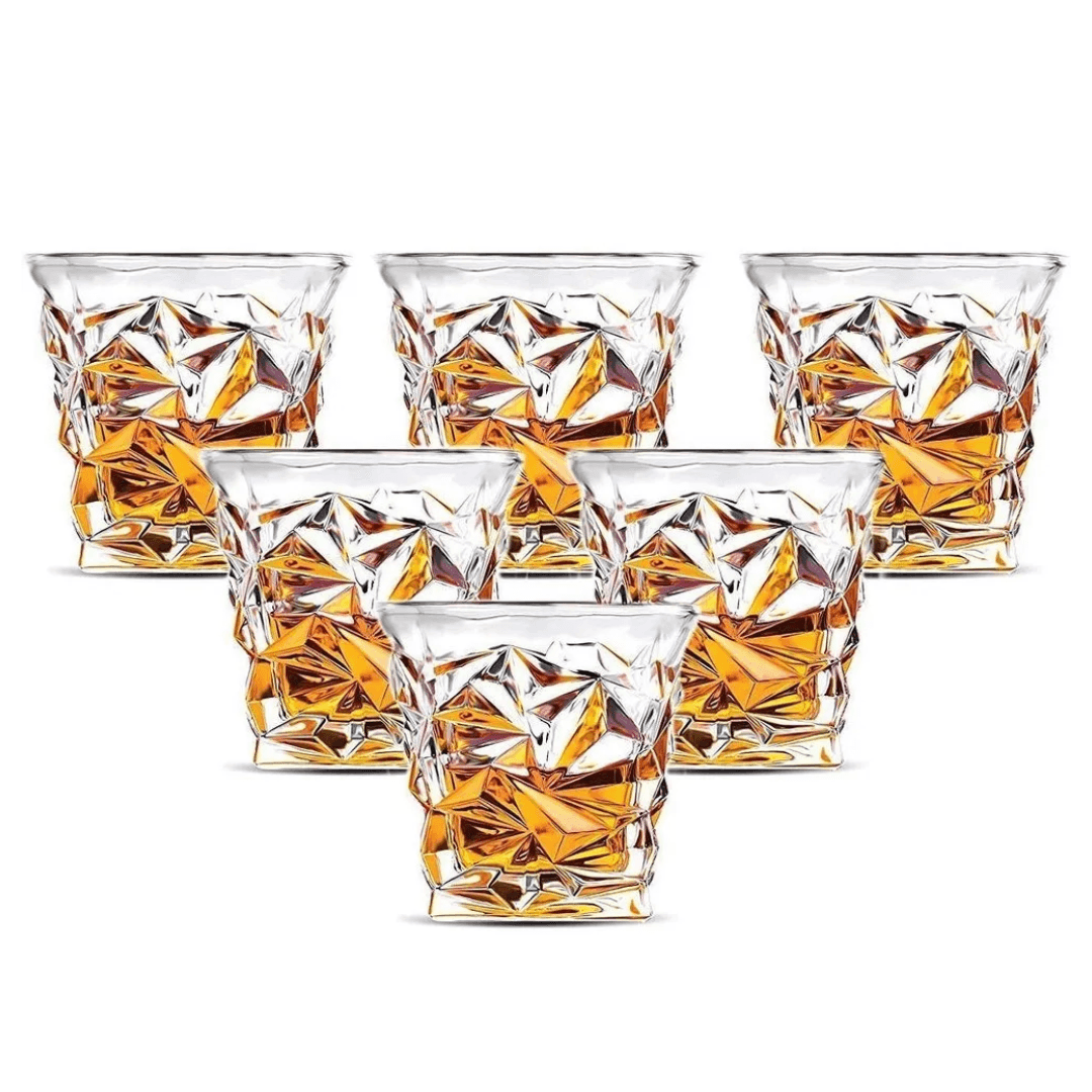 Diamond Crystal Clear Whiskey Glass 300ml (6 pieces) - Happyware Home Pvt Ltd
